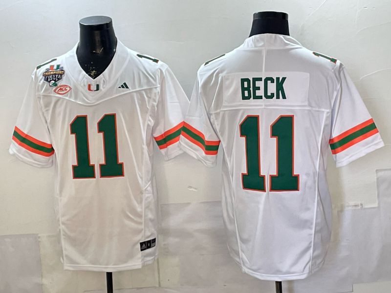 Men 2026 Miami Hurricanes #11 Beck White 3th generations Limited NCAA Jersey 0012